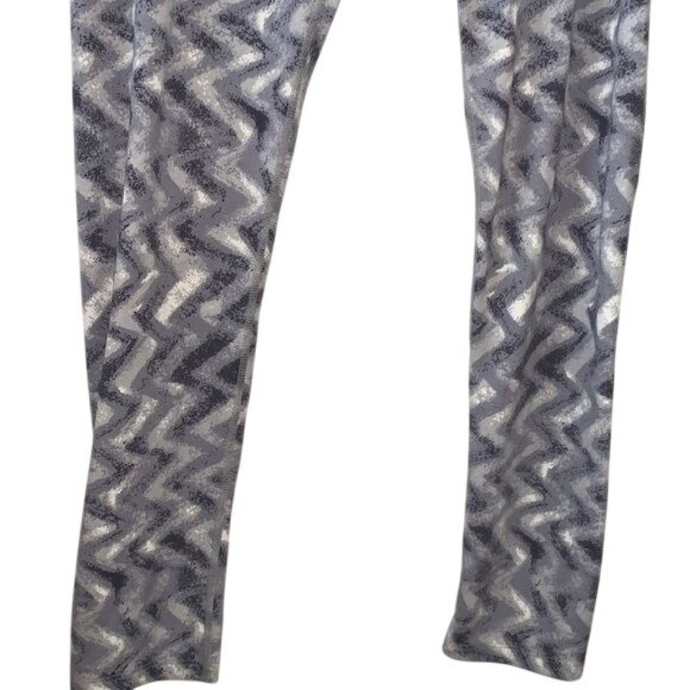 Tuff Athletics Womens Zigzag Pattern Leggings M Gray/White 86% Nylon 14% Lycra S - Picture 5 of 9